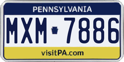 PA license plate MXM7886