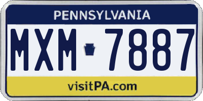 PA license plate MXM7887
