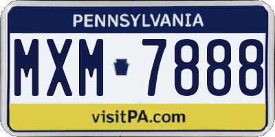 PA license plate MXM7888