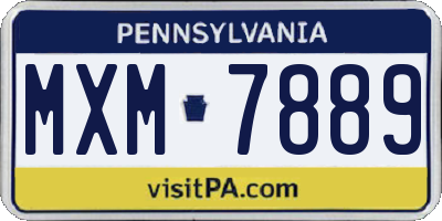 PA license plate MXM7889