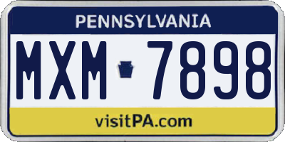 PA license plate MXM7898
