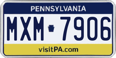 PA license plate MXM7906