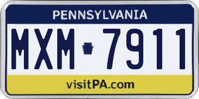 PA license plate MXM7911