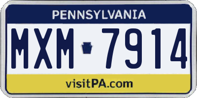 PA license plate MXM7914