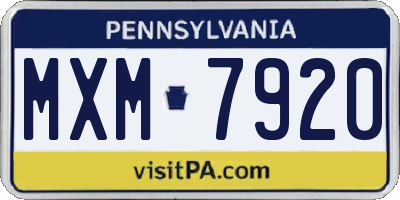 PA license plate MXM7920