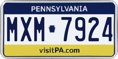 PA license plate MXM7924