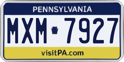 PA license plate MXM7927