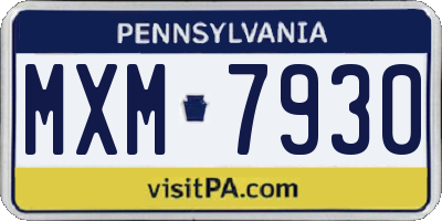 PA license plate MXM7930