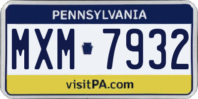 PA license plate MXM7932