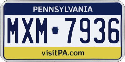 PA license plate MXM7936