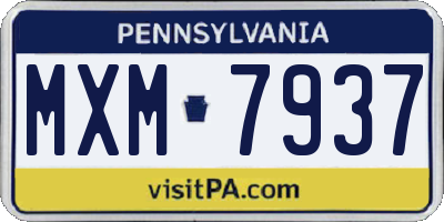 PA license plate MXM7937