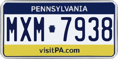 PA license plate MXM7938