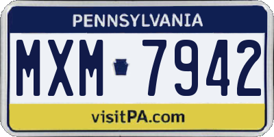 PA license plate MXM7942