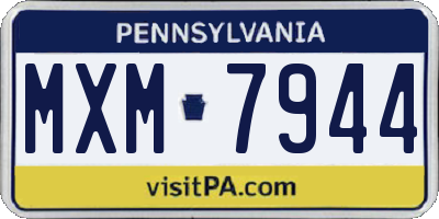 PA license plate MXM7944