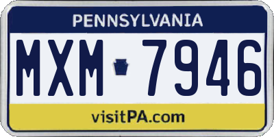 PA license plate MXM7946