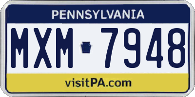 PA license plate MXM7948