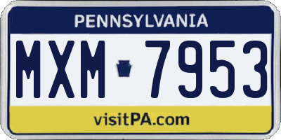 PA license plate MXM7953