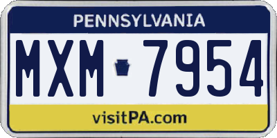 PA license plate MXM7954