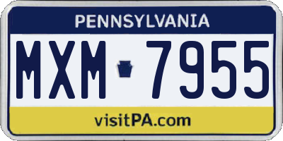 PA license plate MXM7955