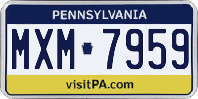 PA license plate MXM7959