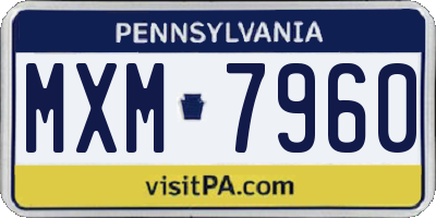 PA license plate MXM7960