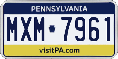 PA license plate MXM7961