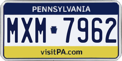 PA license plate MXM7962