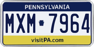 PA license plate MXM7964
