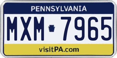 PA license plate MXM7965