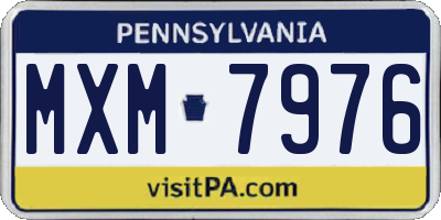 PA license plate MXM7976