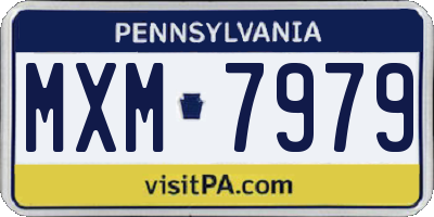 PA license plate MXM7979