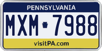 PA license plate MXM7988