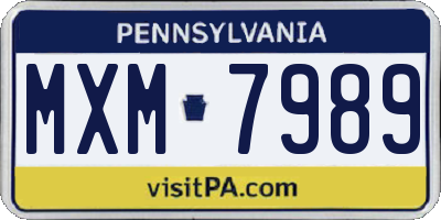 PA license plate MXM7989