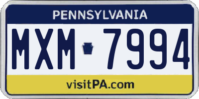 PA license plate MXM7994
