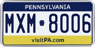 PA license plate MXM8006