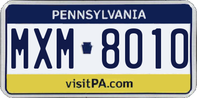 PA license plate MXM8010