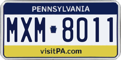 PA license plate MXM8011