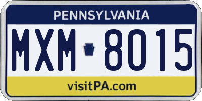 PA license plate MXM8015