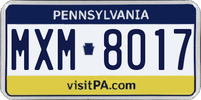 PA license plate MXM8017