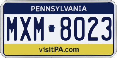 PA license plate MXM8023