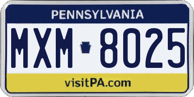PA license plate MXM8025