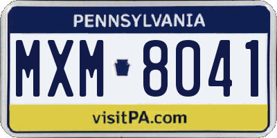 PA license plate MXM8041