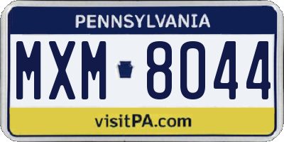 PA license plate MXM8044