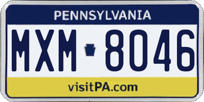PA license plate MXM8046