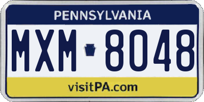 PA license plate MXM8048