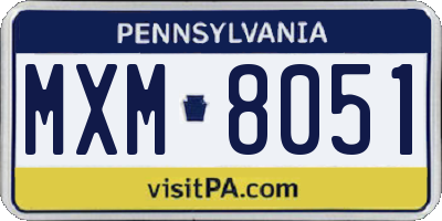 PA license plate MXM8051