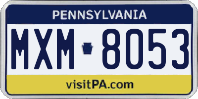 PA license plate MXM8053