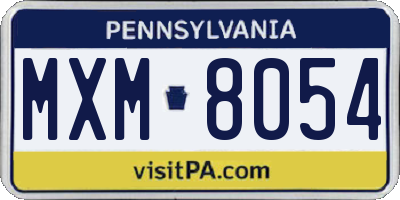 PA license plate MXM8054