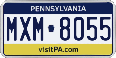 PA license plate MXM8055