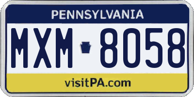 PA license plate MXM8058